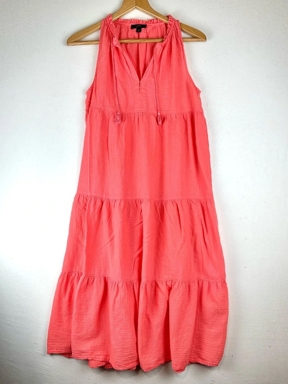 J Crew Tiered Crinkle Maxi Dress Sleeveless Resort Beach Coastal